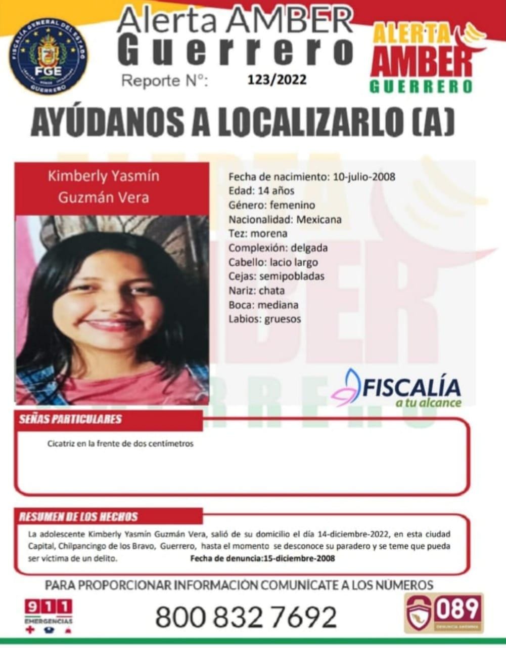 Fiscalía General Del Estado Solicita Su Colaboración Para Localizar A Kimberly Yasmín Guzmán Vera.