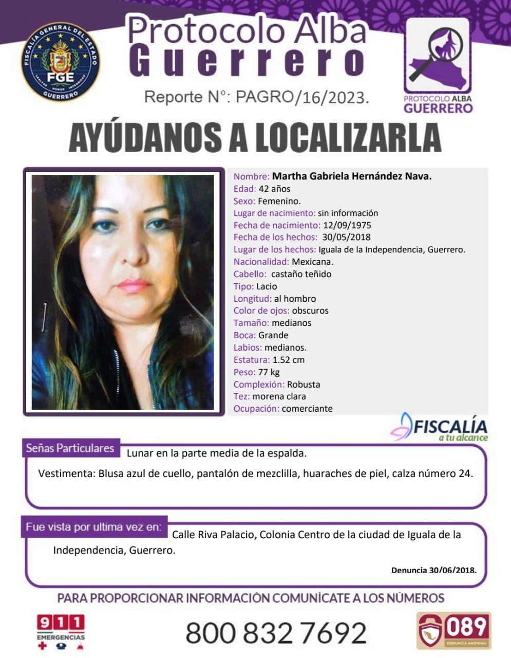 Fiscalía General Del Estado Solicita Su Colaboración Para Localizar A Martha Gabriela Hernández Nava.
