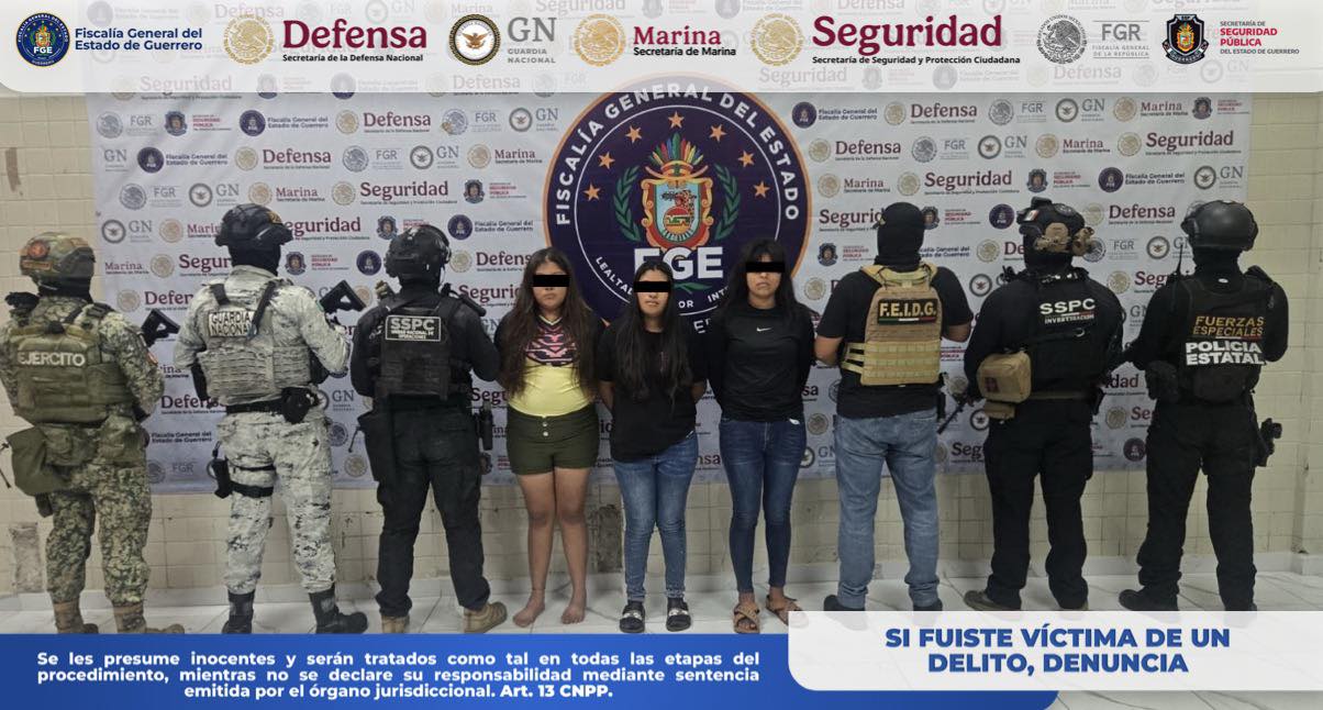 Asegura FGE Guerrero presunta droga y detiene a tres mujeres en Juan R. Escudero