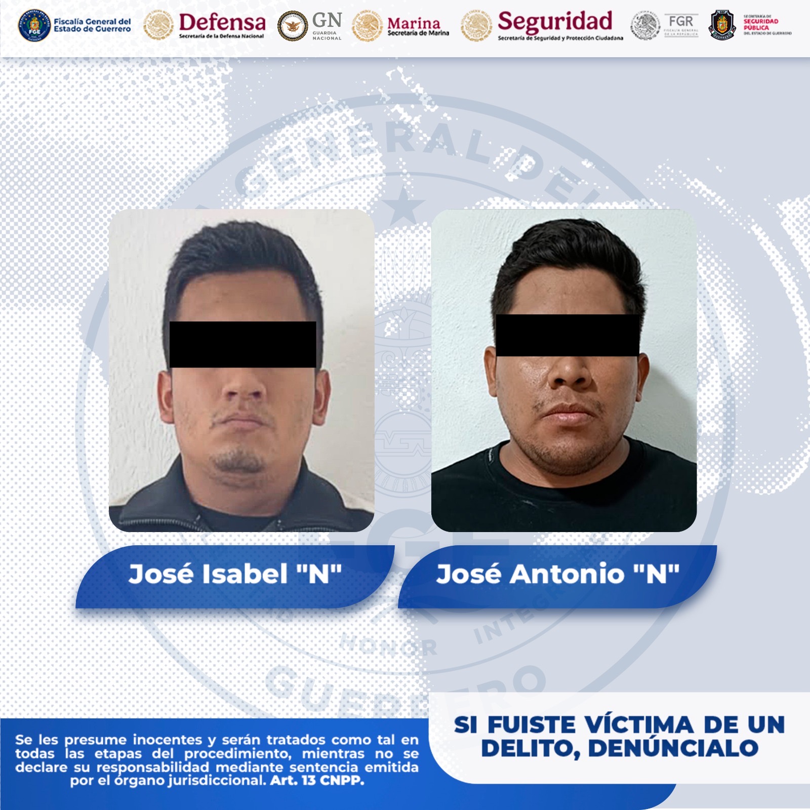 En Iguala, FGE Guerrero detiene a dos presuntos integrantes de “Los Chabelos” por secuestro
